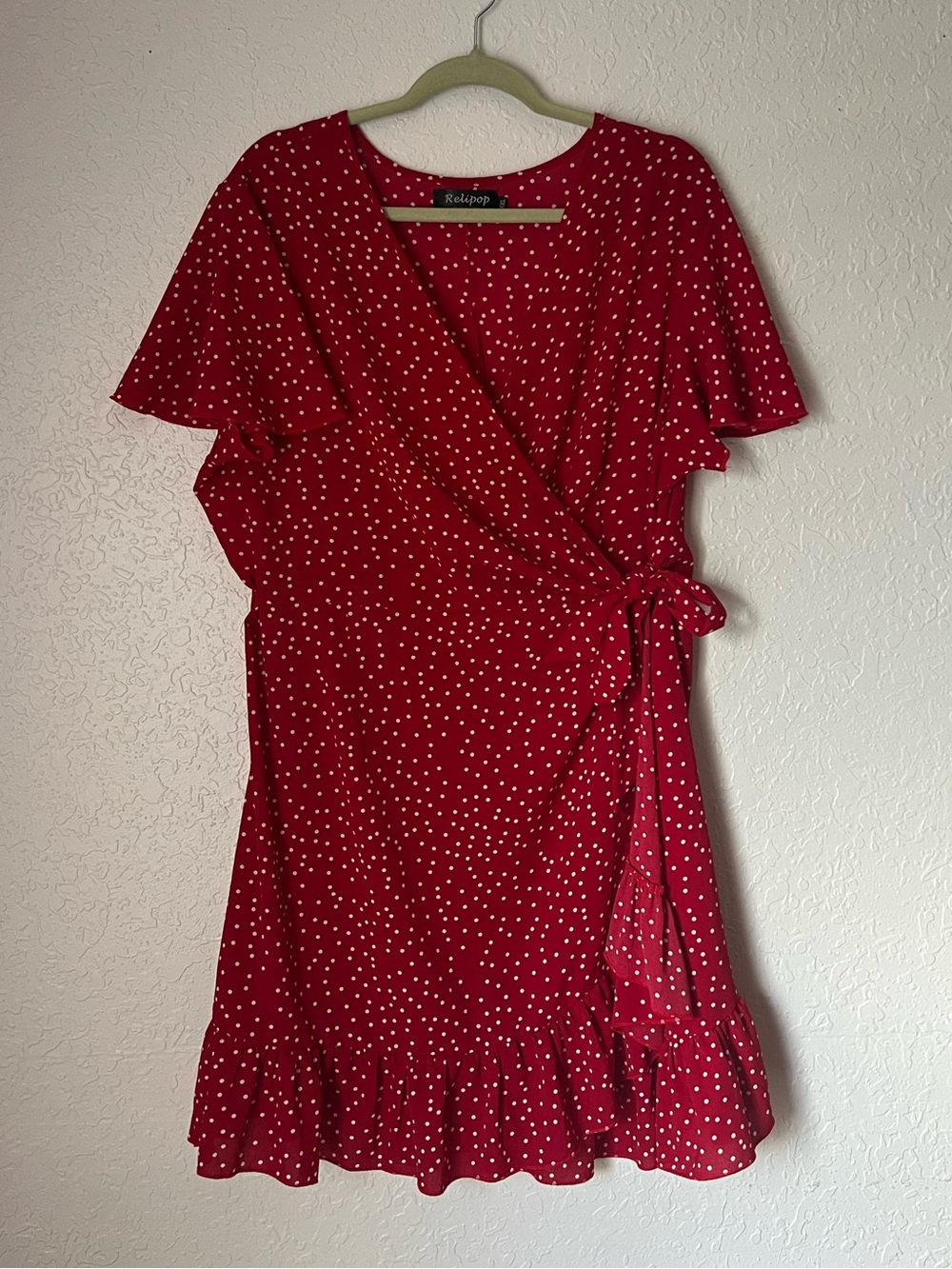 Amazon Red Polka Dot Wrap Mini Dress